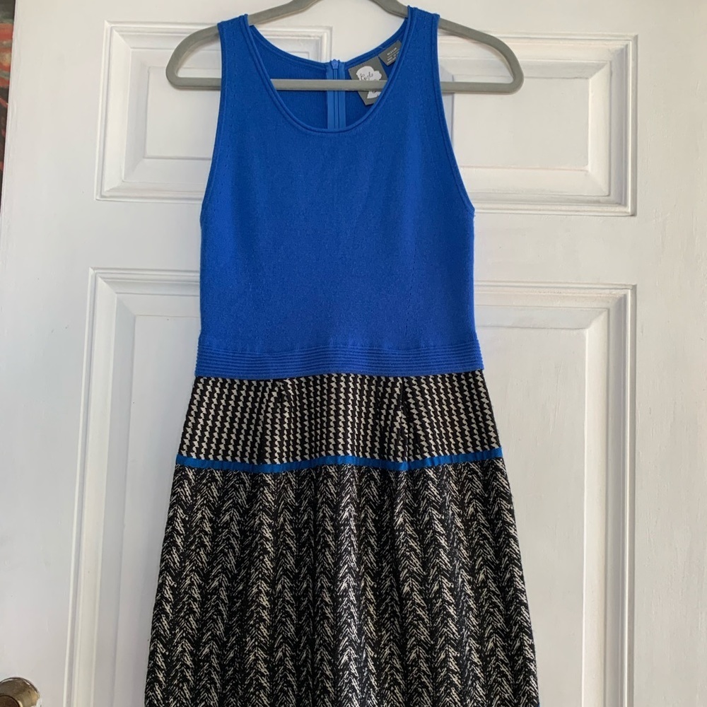Anthropologie‎ From Savoy Blue Sweater Dress size Medium Black Summer